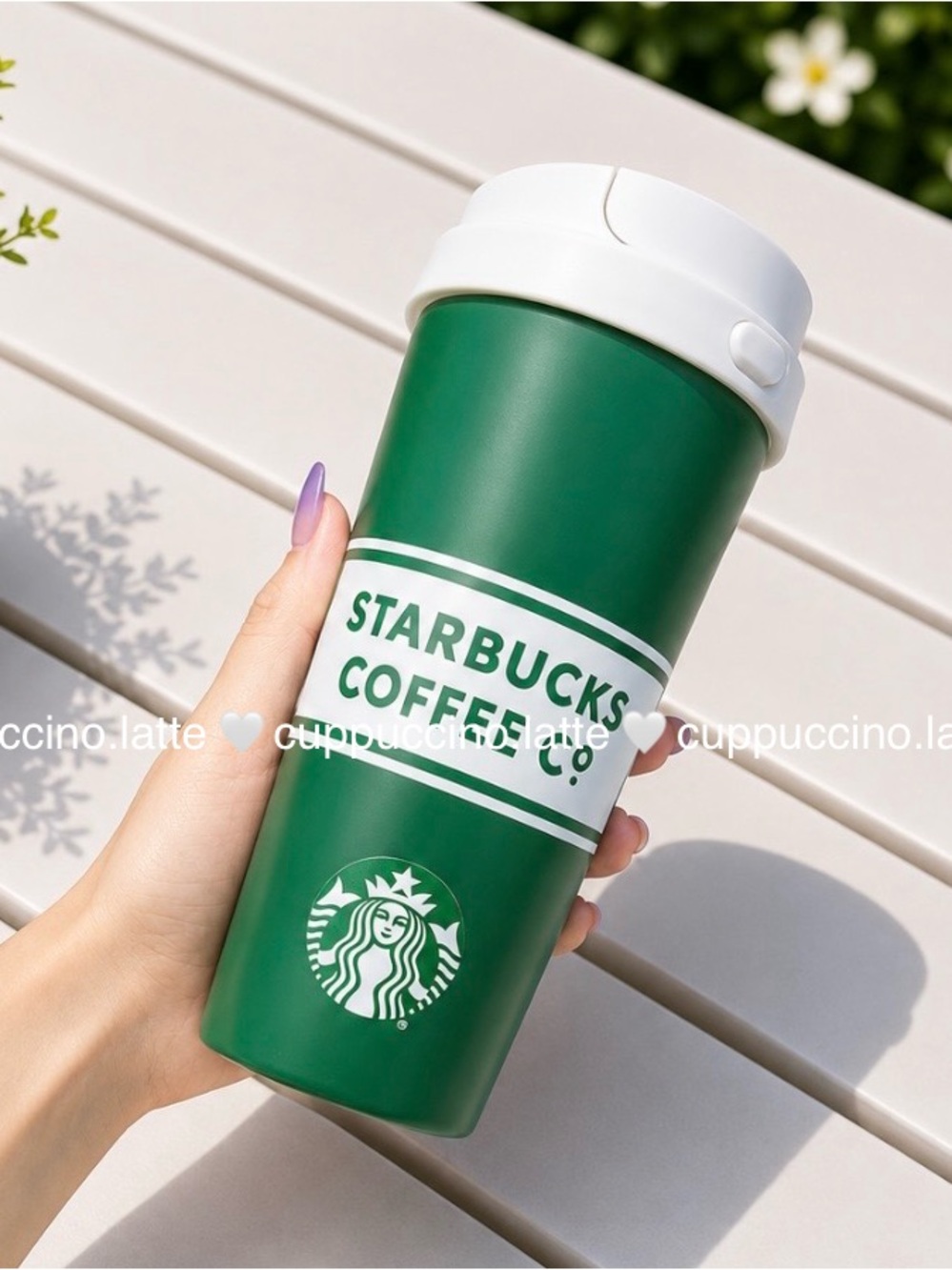 💚NWT🤍Starbucks 2026 Green & White Graphic Lettering Stainless Steel Tumbler